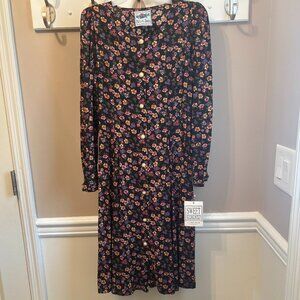 SWEET SODA Floral Vintage Girl's Midi Dress Size 12 in color Black